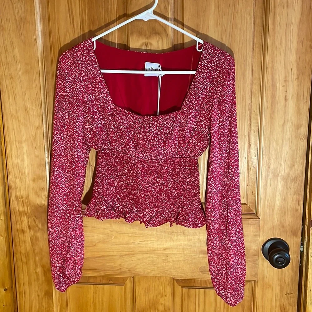 NWT Princess Polly Blakey Top Red/ White Flowers 💮 - Picture 2 of 8